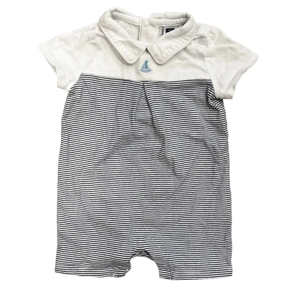 Janie and Jack Sailboat Embroidered Infant Romper